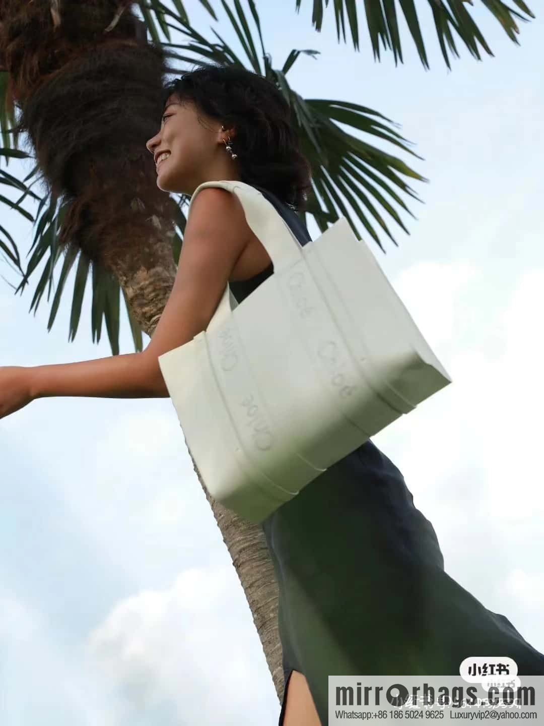 Chloe Woody Full Pitot Bag, White Medium 37CM