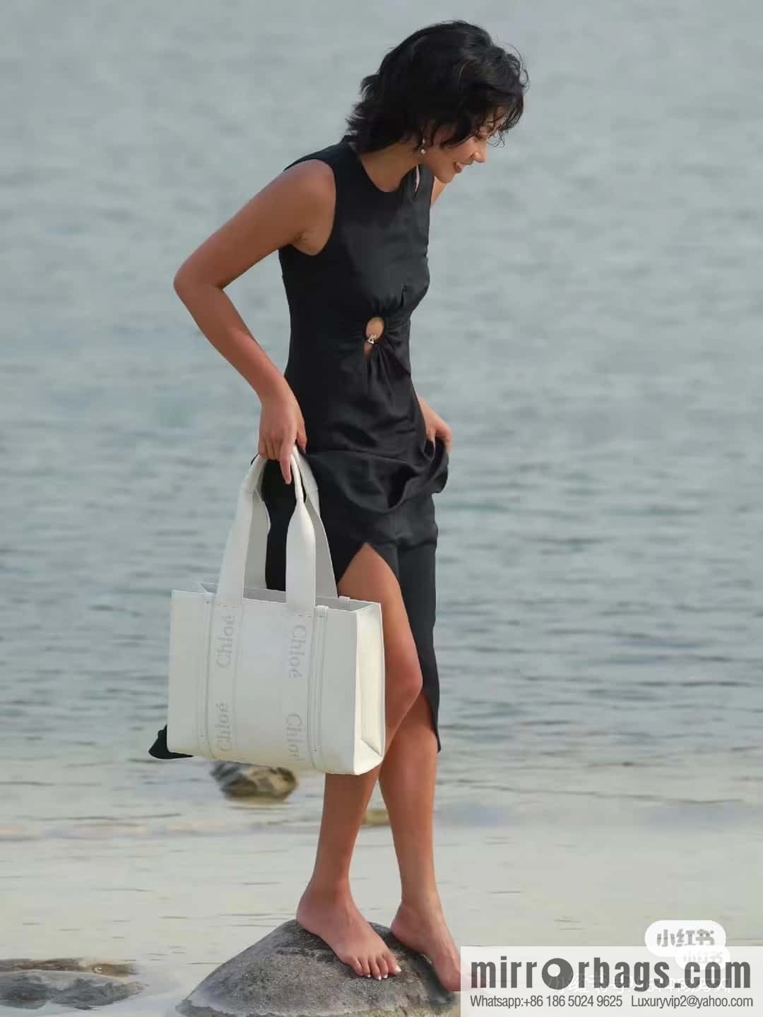 Chloe Woody Full Pitot Bag, White Medium 37CM