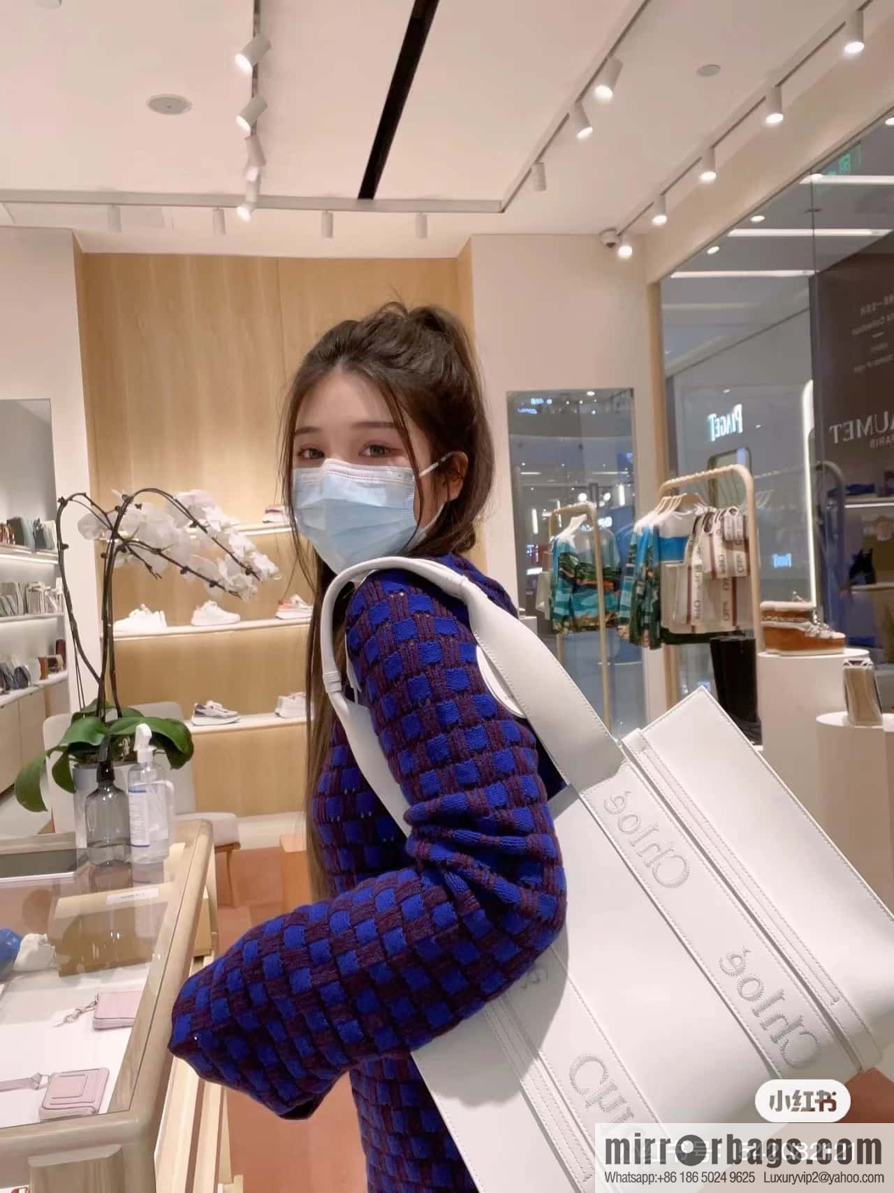 Chloe Woody Full Pitot Bag, White Medium 37CM