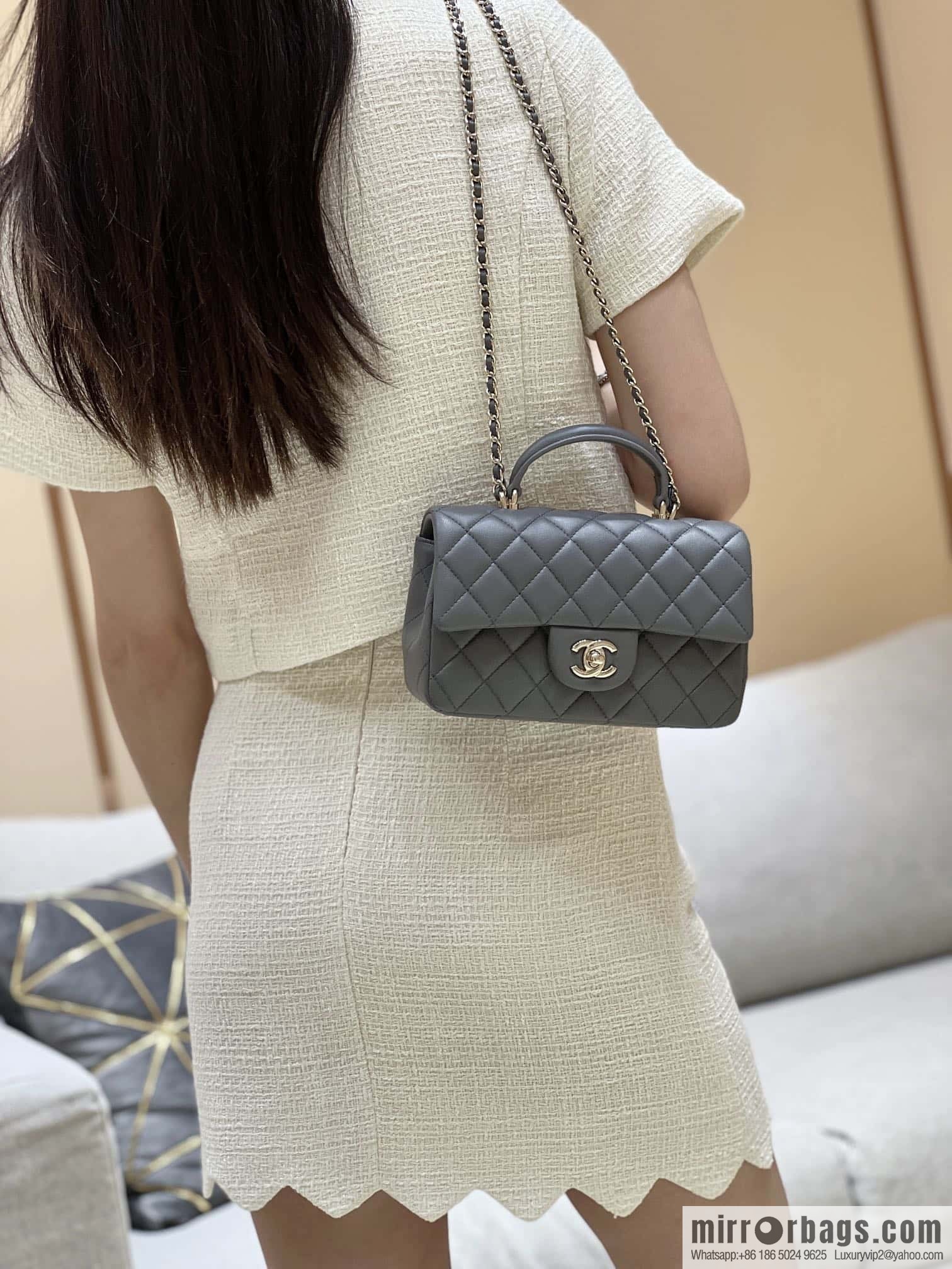 CHANEL classic cf mini handle 20CM AS2431 graphite gray