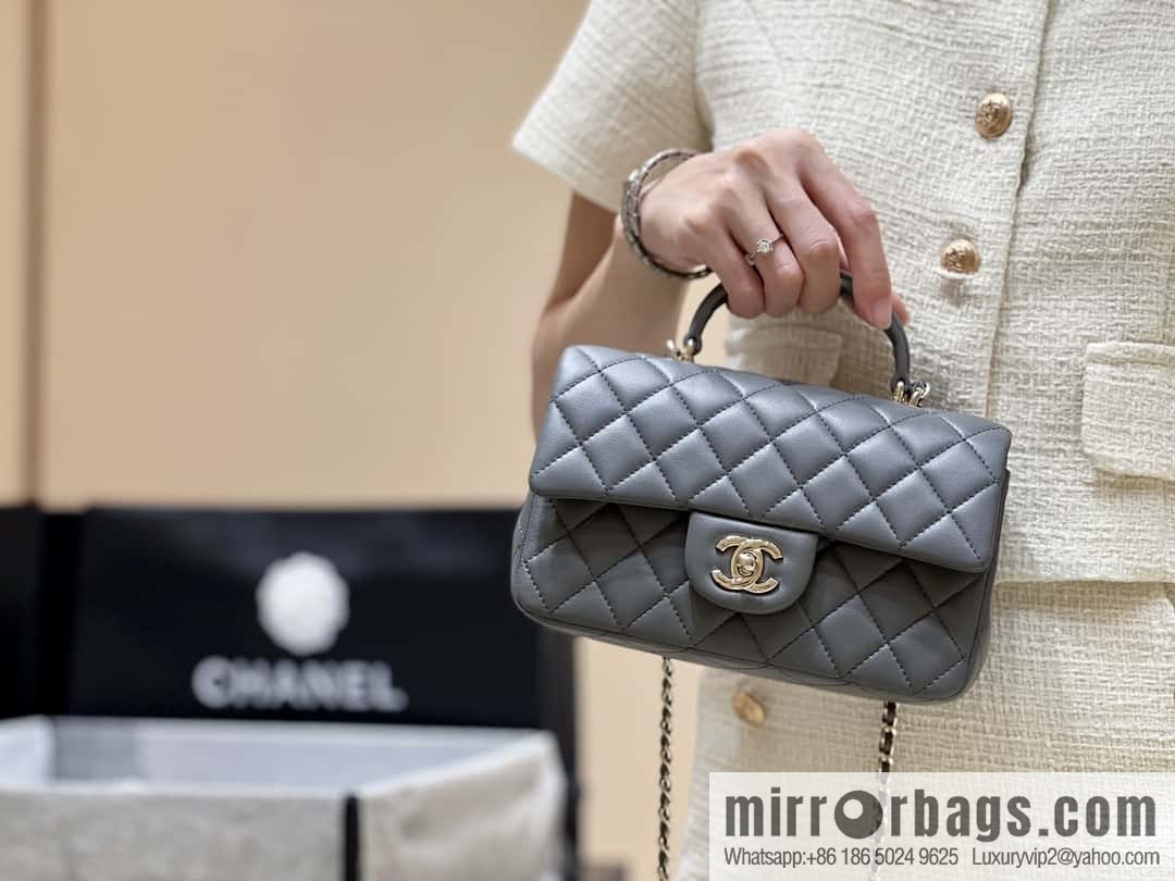CHANEL classic cf mini handle 20CM AS2431 graphite gray