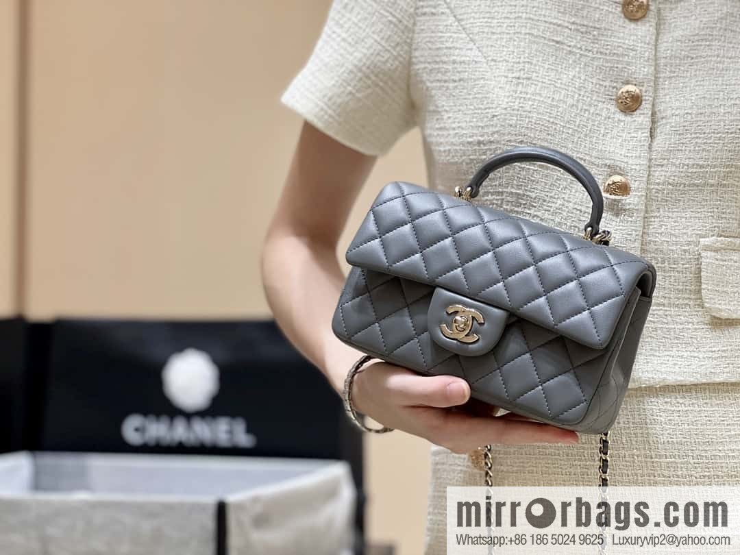 CHANEL classic cf mini handle 20CM AS2431 graphite gray