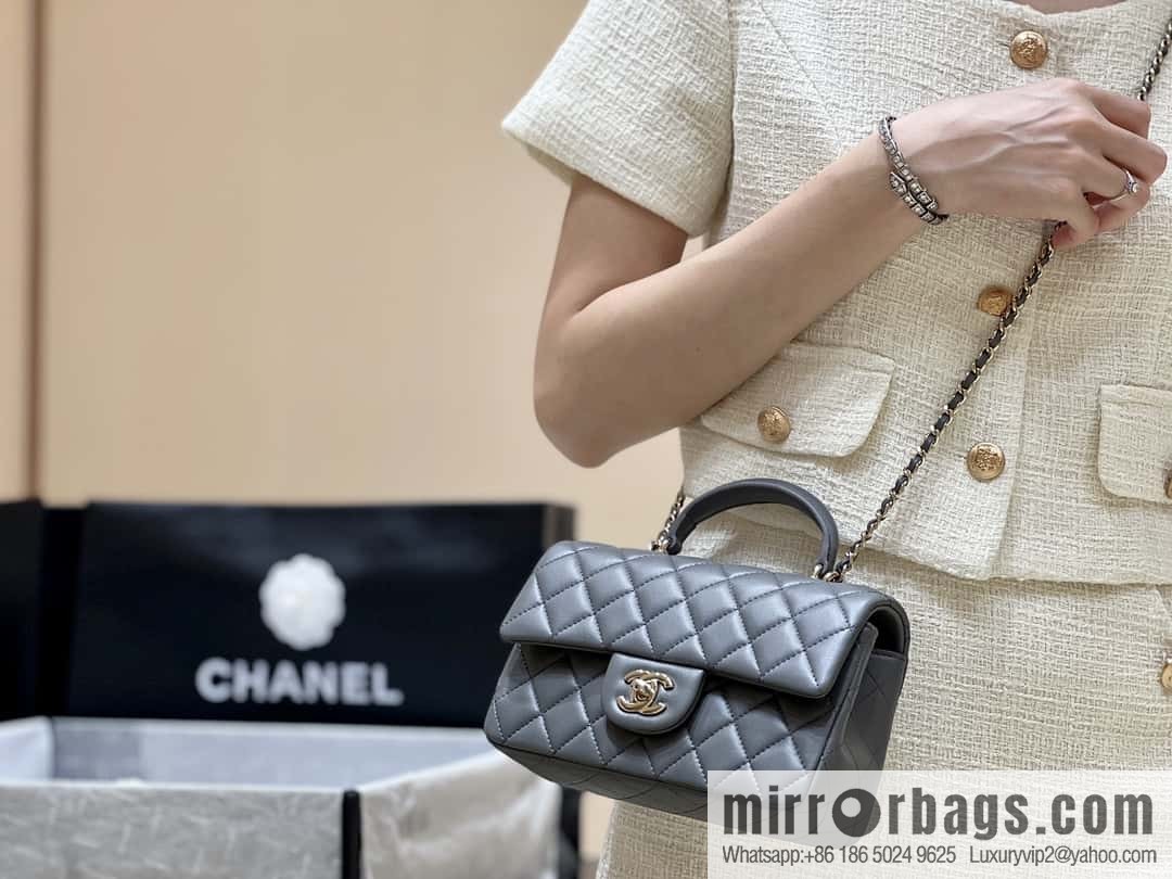 CHANEL classic cf mini handle 20CM AS2431 graphite gray