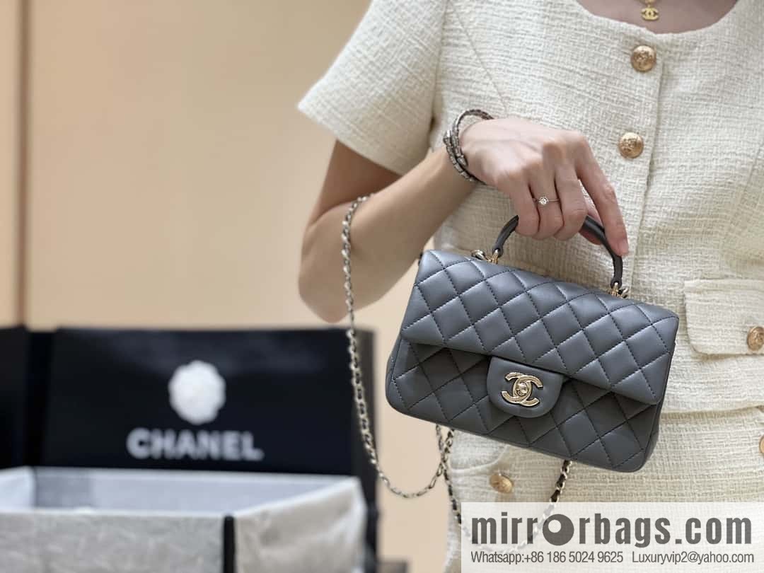 CHANEL classic cf mini handle 20CM AS2431 graphite gray
