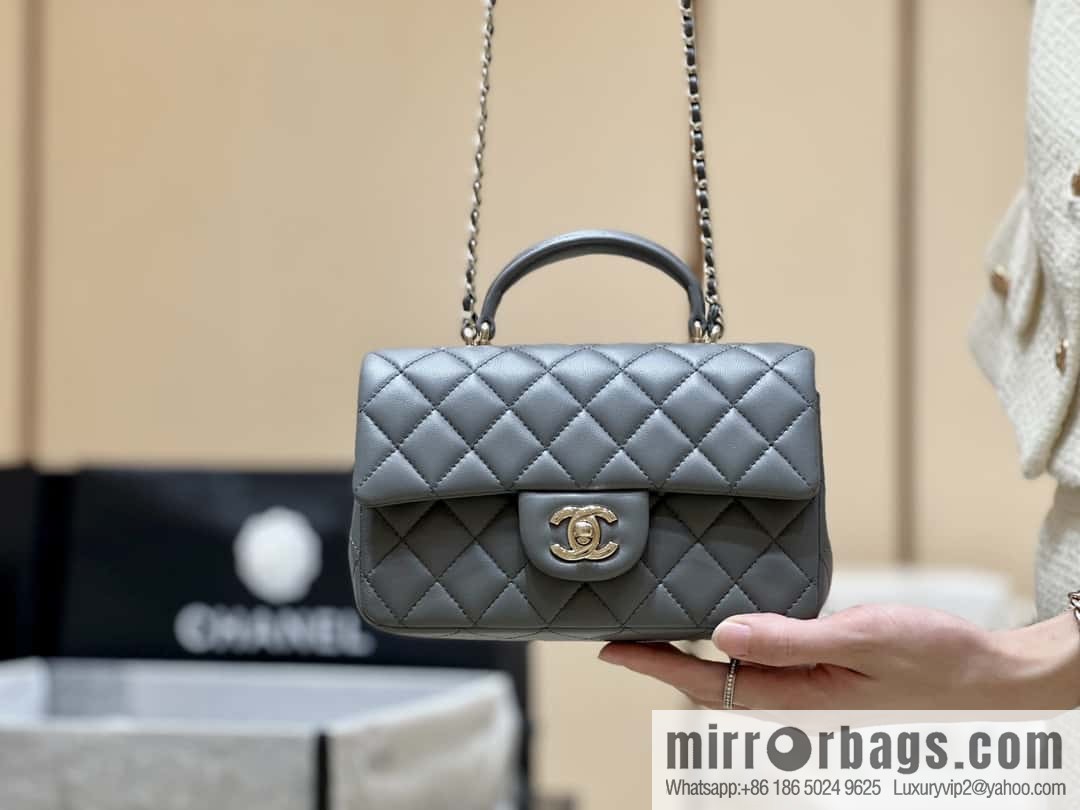 CHANEL classic cf mini handle 20CM AS2431 graphite gray