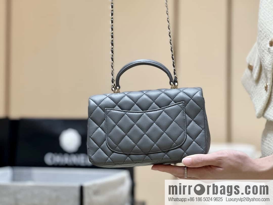 CHANEL classic cf mini handle 20CM AS2431 graphite gray