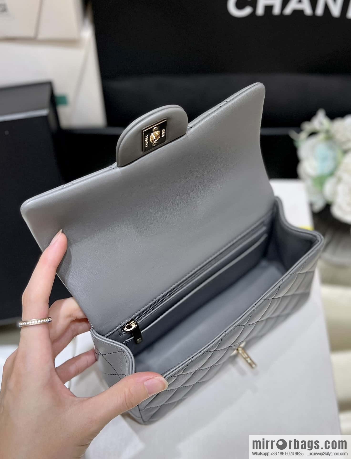 CHANEL classic cf mini handle 20CM AS2431 graphite gray