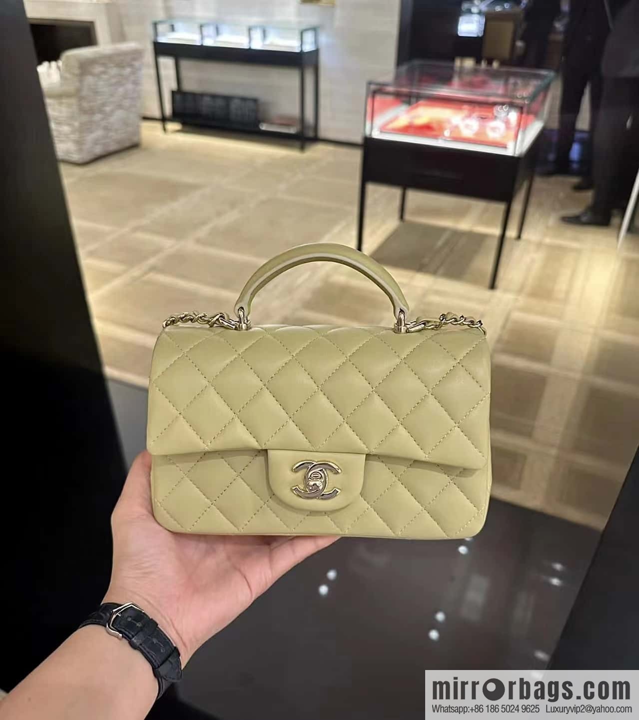 CHANEL classic cf mini handle 20CM AS2431 avocado green