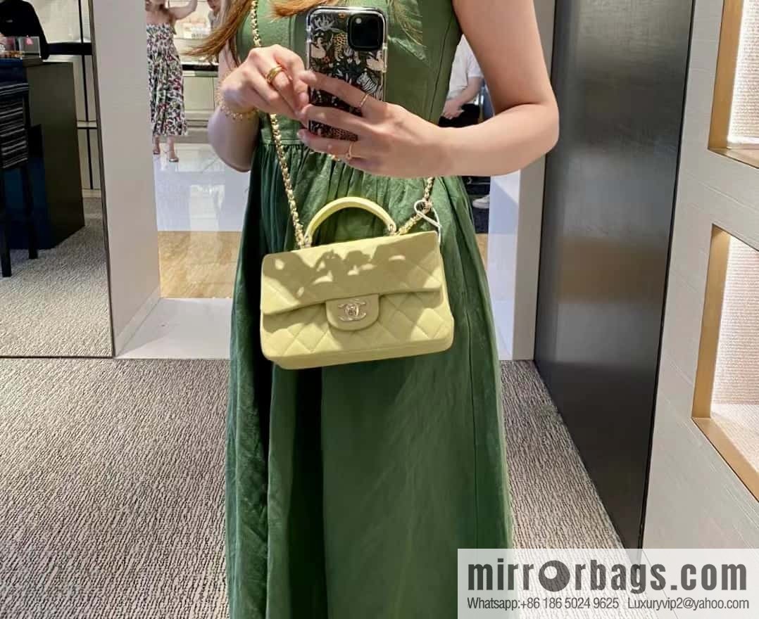 CHANEL classic cf mini handle 20CM AS2431 avocado green