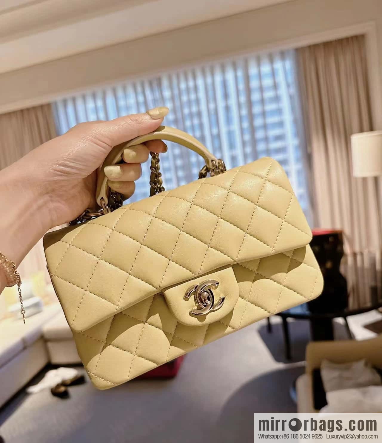 CHANEL classic cf mini handle 20CM AS2431 avocado green