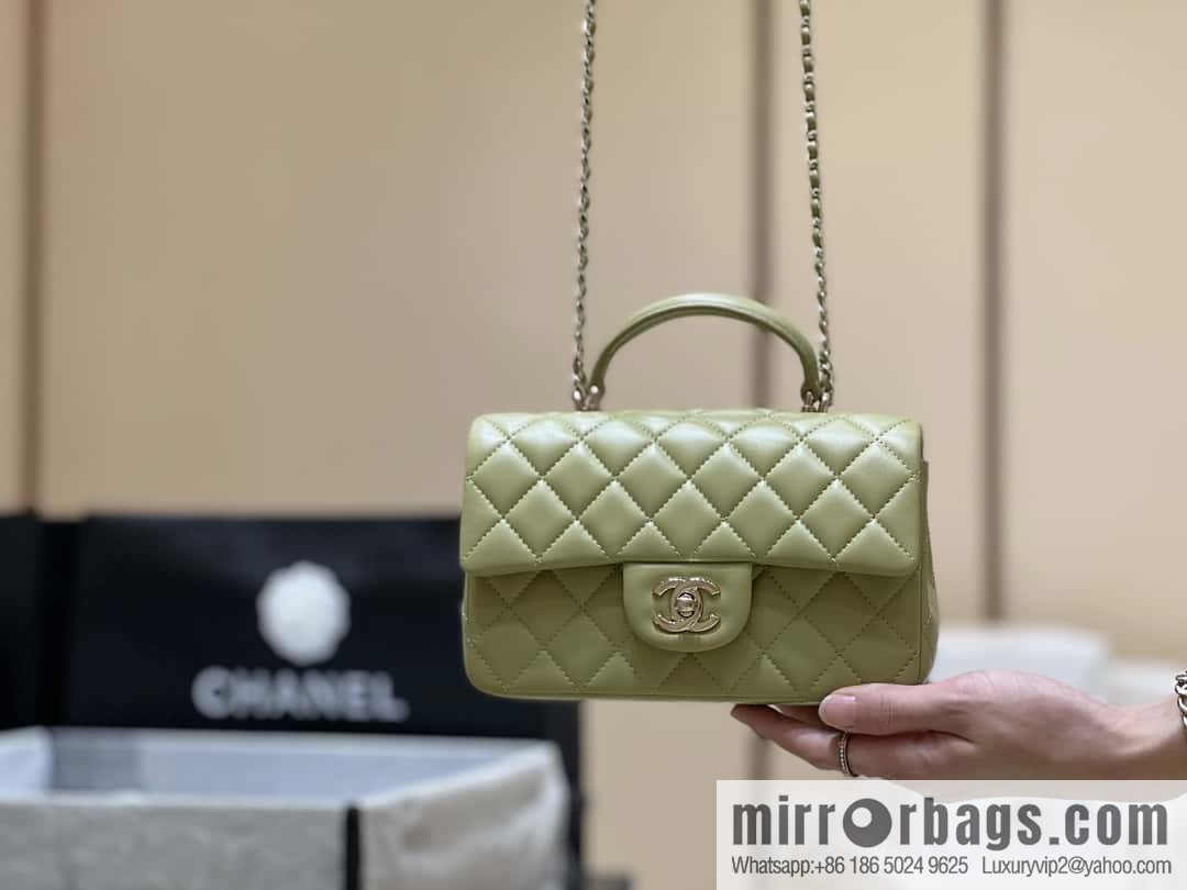 CHANEL classic cf mini handle 20CM AS2431 avocado green