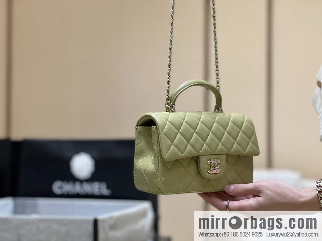 CHANEL classic cf mini handle 20CM AS2431 avocado green