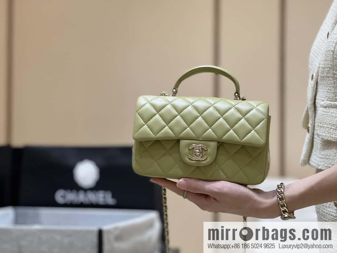 CHANEL classic cf mini handle 20CM AS2431 avocado green