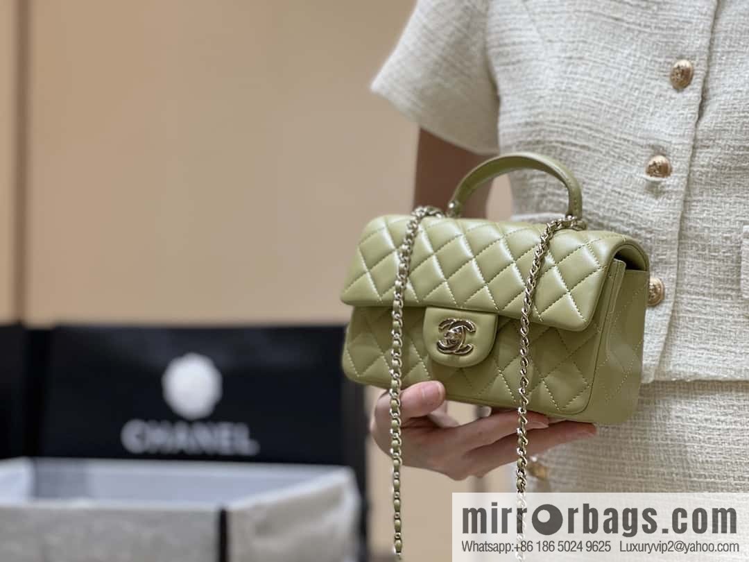 CHANEL classic cf mini handle 20CM AS2431 avocado green