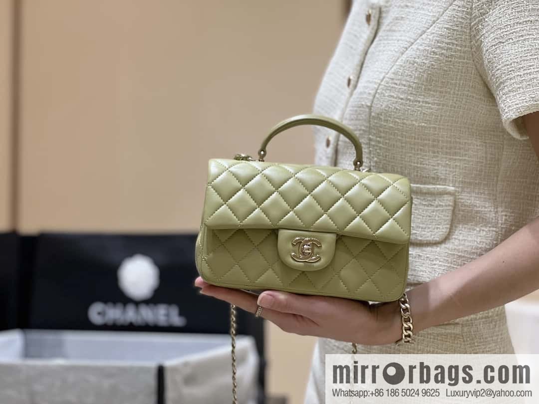 CHANEL classic cf mini handle 20CM AS2431 avocado green