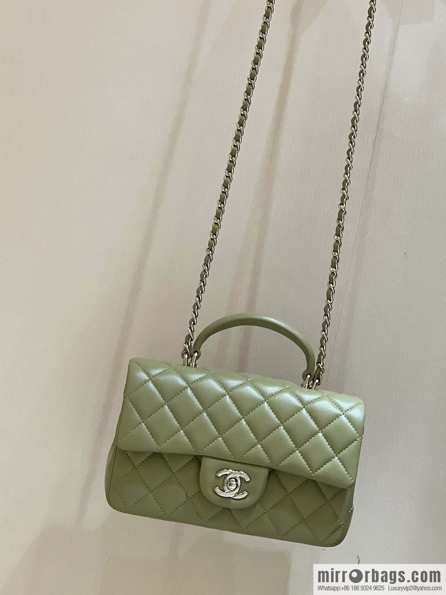 CHANEL classic cf mini handle 20CM AS2431 avocado green