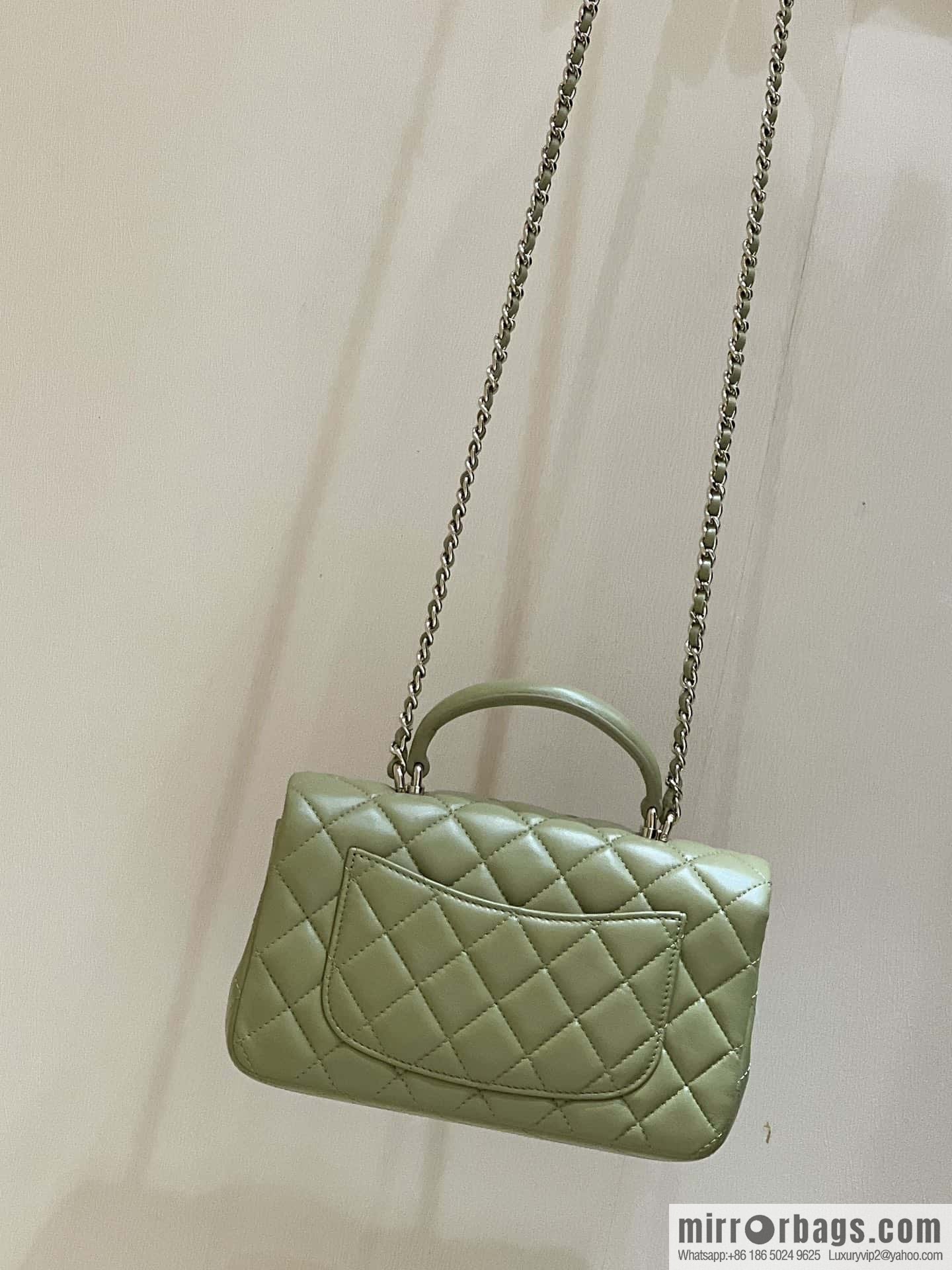 CHANEL classic cf mini handle 20CM AS2431 avocado green