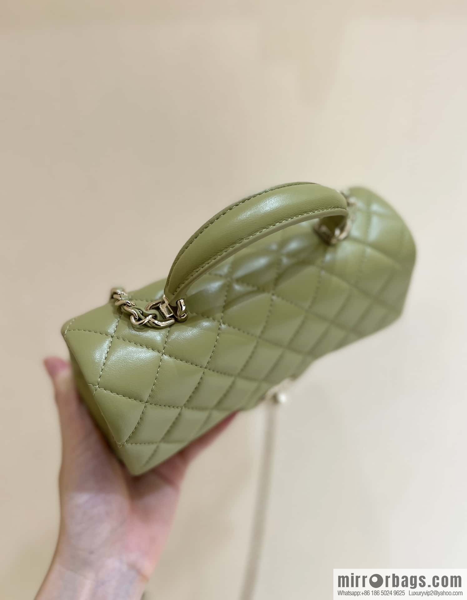 CHANEL classic cf mini handle 20CM AS2431 avocado green