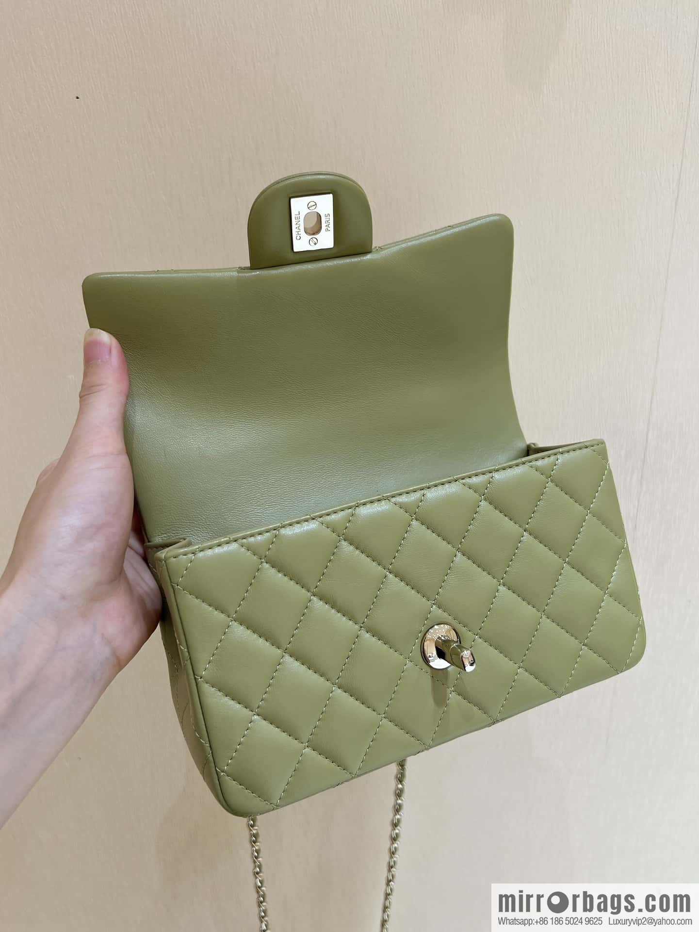 CHANEL classic cf mini handle 20CM AS2431 avocado green