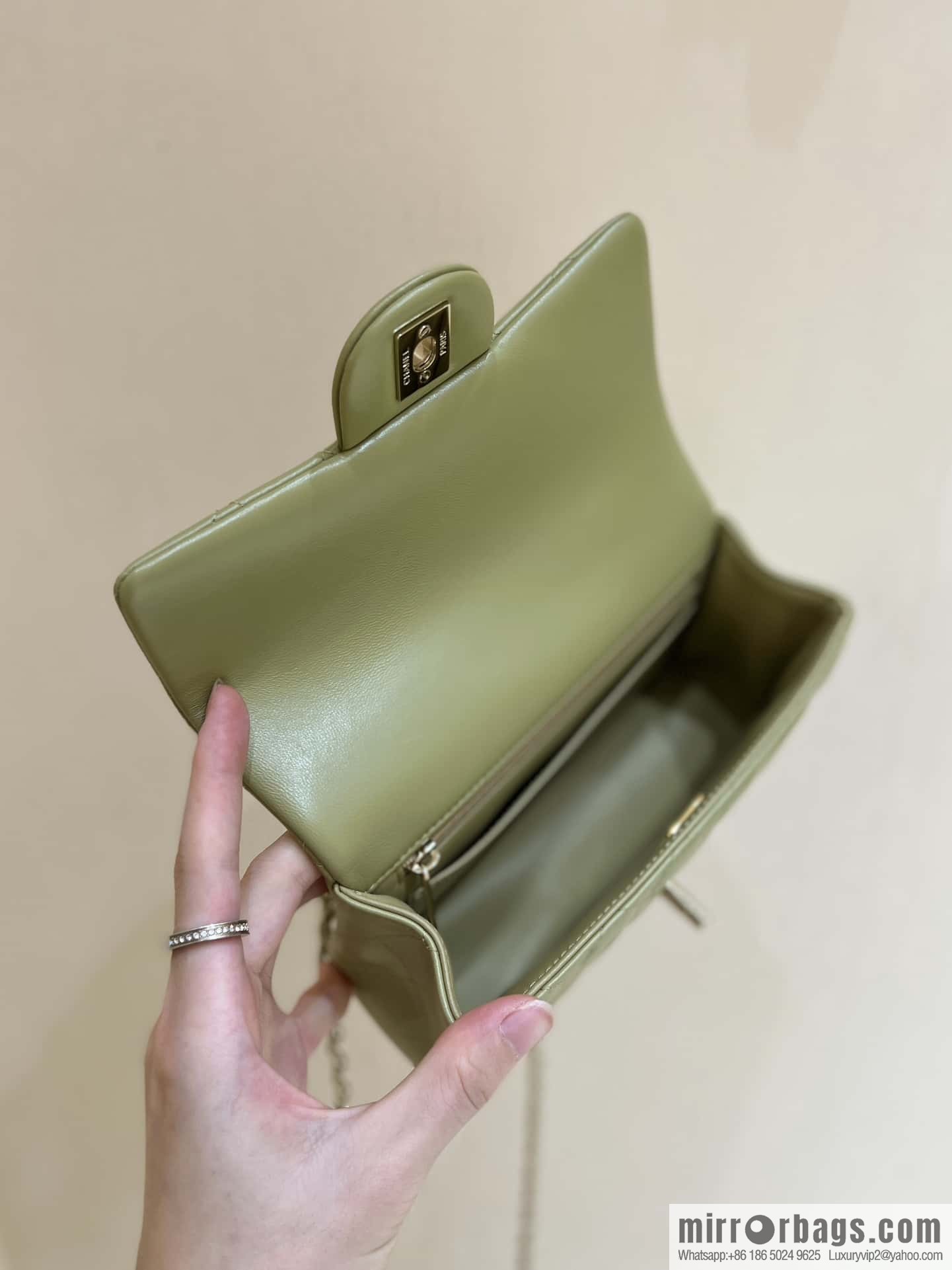 CHANEL classic cf mini handle 20CM AS2431 avocado green