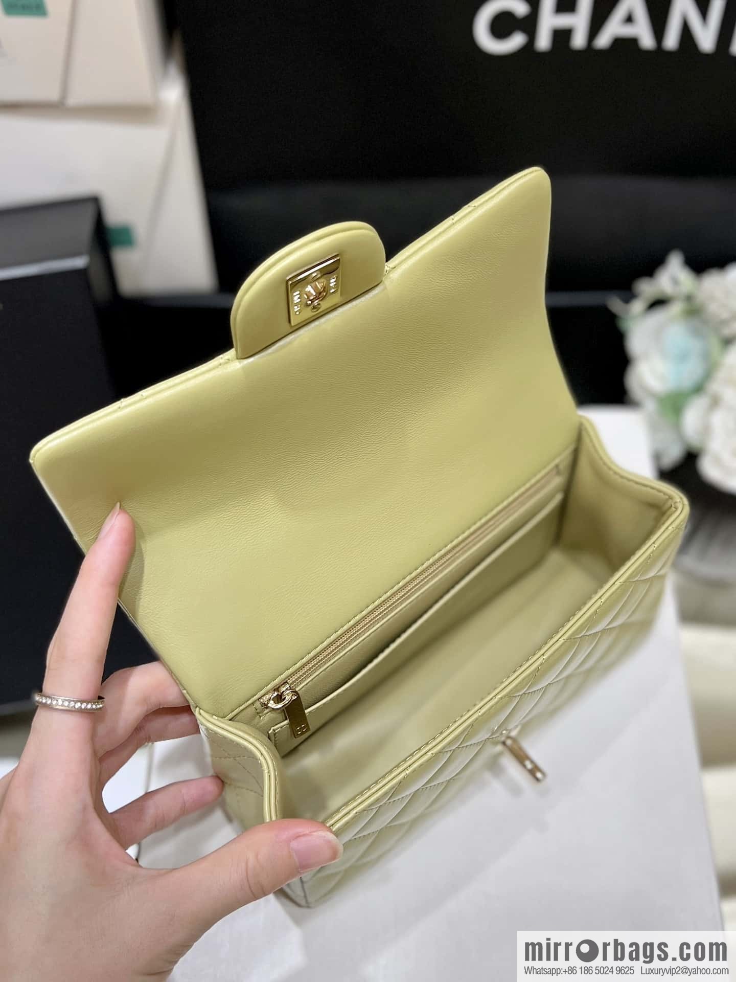 CHANEL classic cf mini handle 20CM AS2431 avocado green