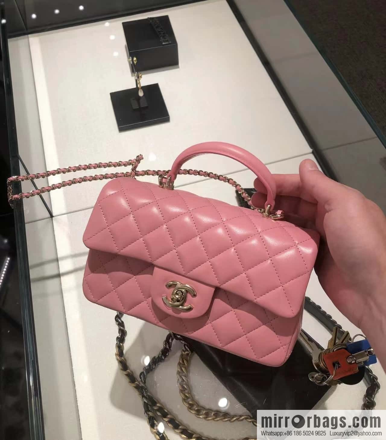 CHANEL classic cf mini handle 20CM AS2431 pink