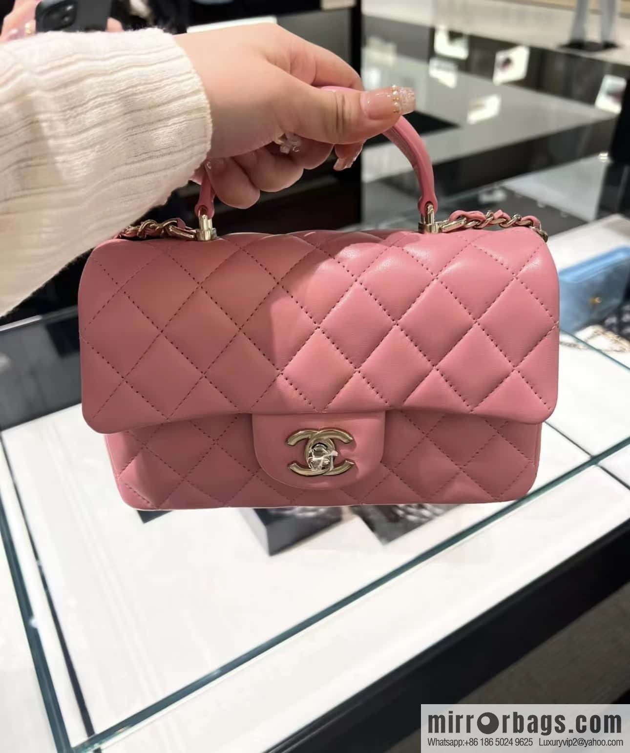 CHANEL classic cf mini handle 20CM AS2431 pink