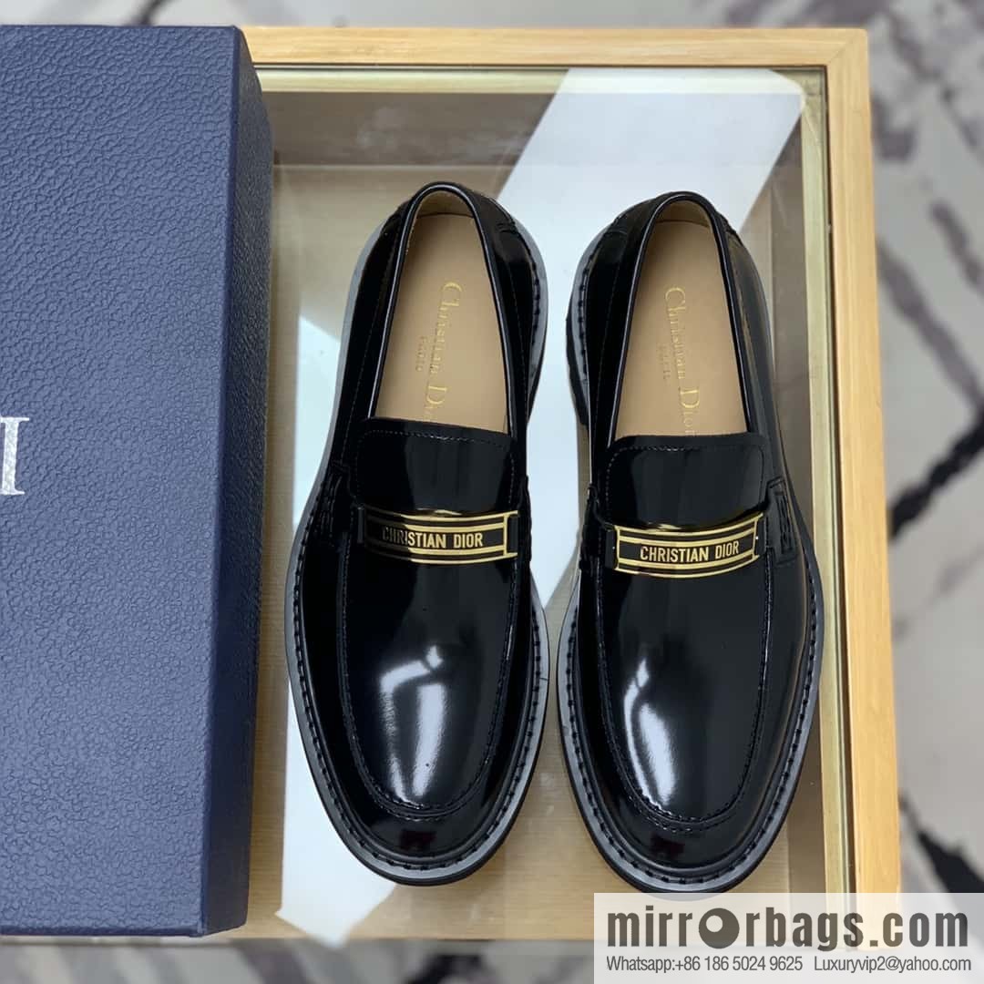 DIOR brand letter buckle, men's loafers