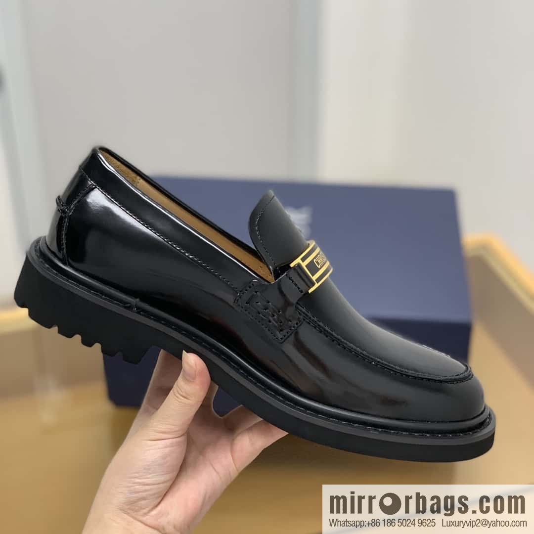 DIOR brand letter buckle, men's loafers