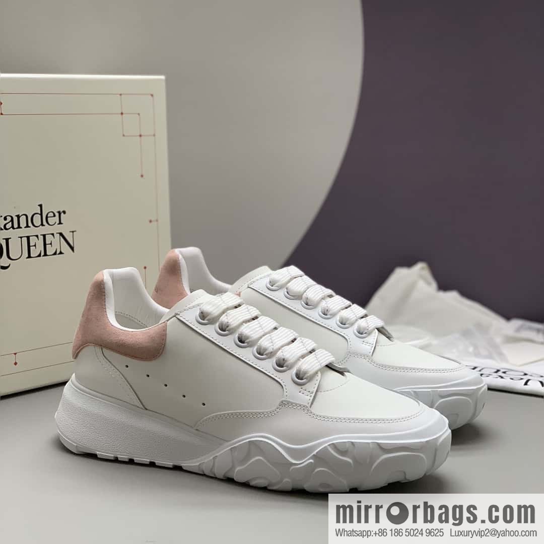 Alexander McQueen heel pink matte leather patchwork women's sneakers