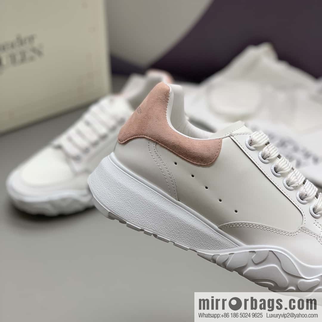 Alexander McQueen heel pink matte leather patchwork women's sneakers