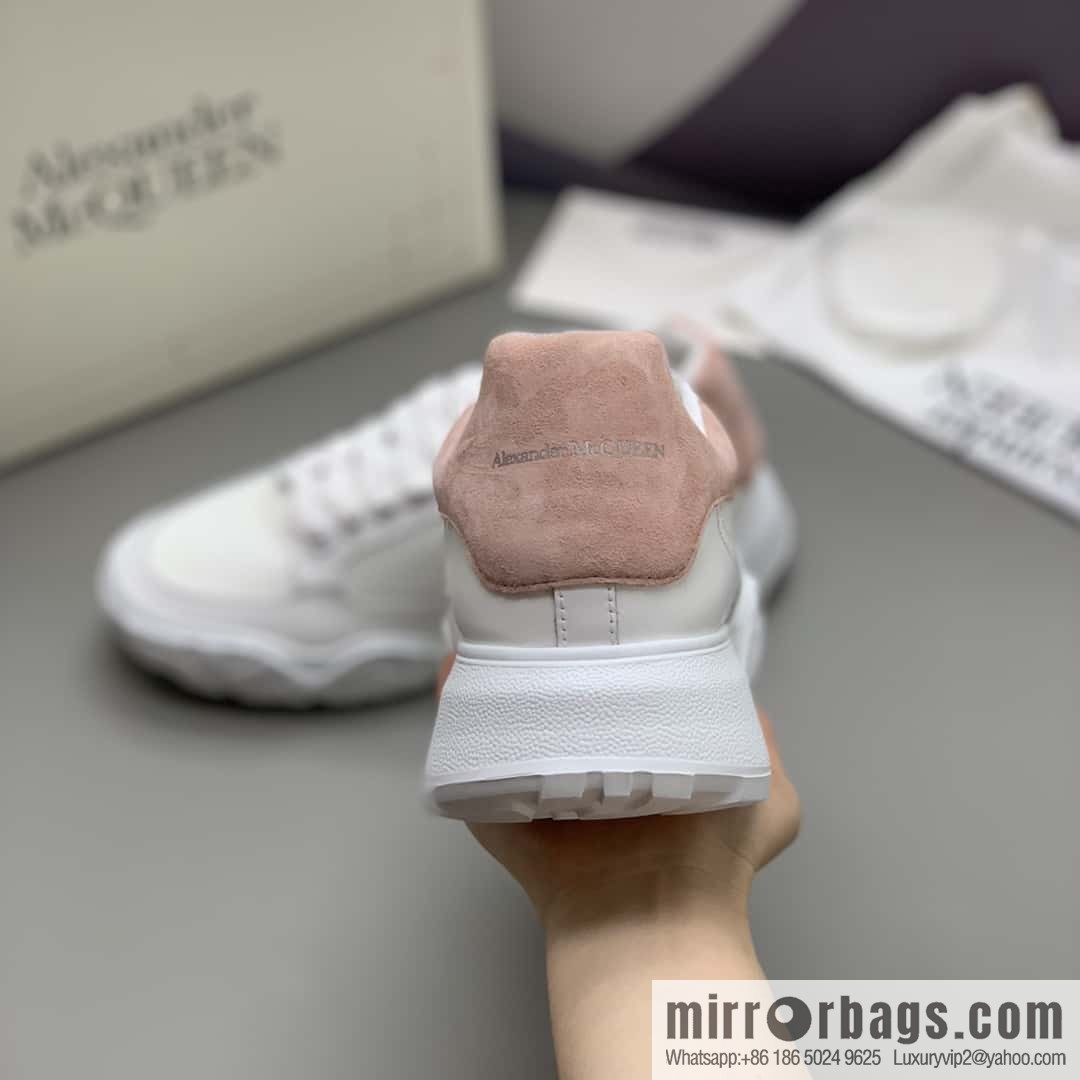 Alexander McQueen heel pink matte leather patchwork women's sneakers
