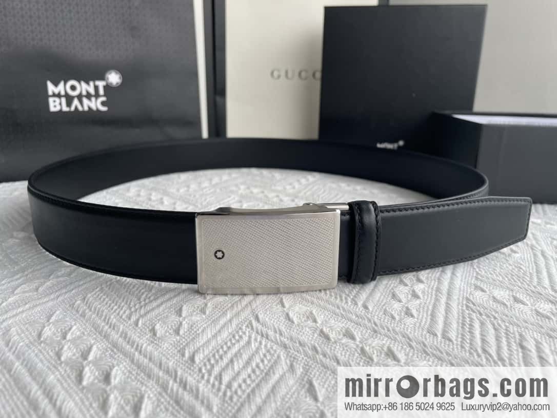 Montblanc, selected first-layer cowhide hexagonal star capsule metal automatic buckle belt 3.5cm