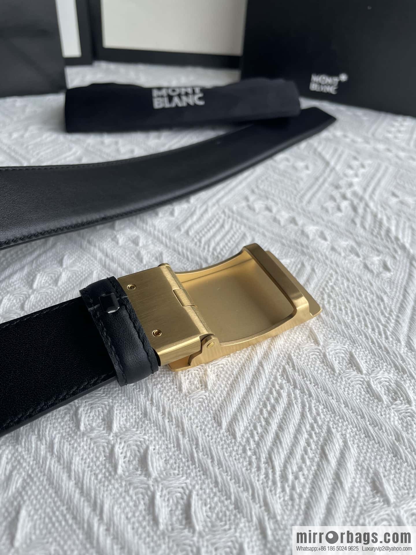 Montblanc, selected first-layer cowhide hexagonal star capsule metal automatic buckle belt 3.5cm
