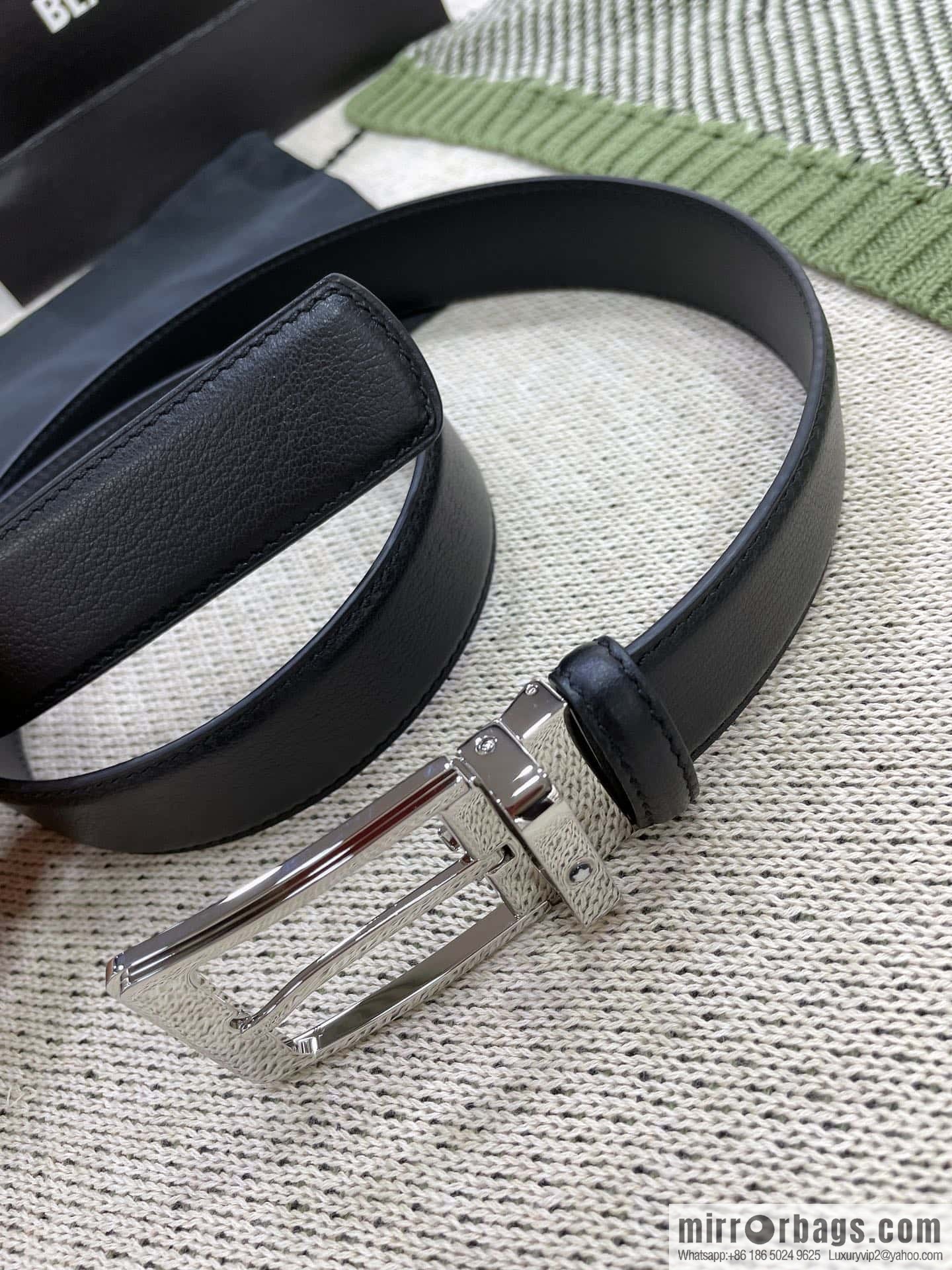MONTBLANC's new black series pin buckle double-sided delicate first-layer cowhide belt