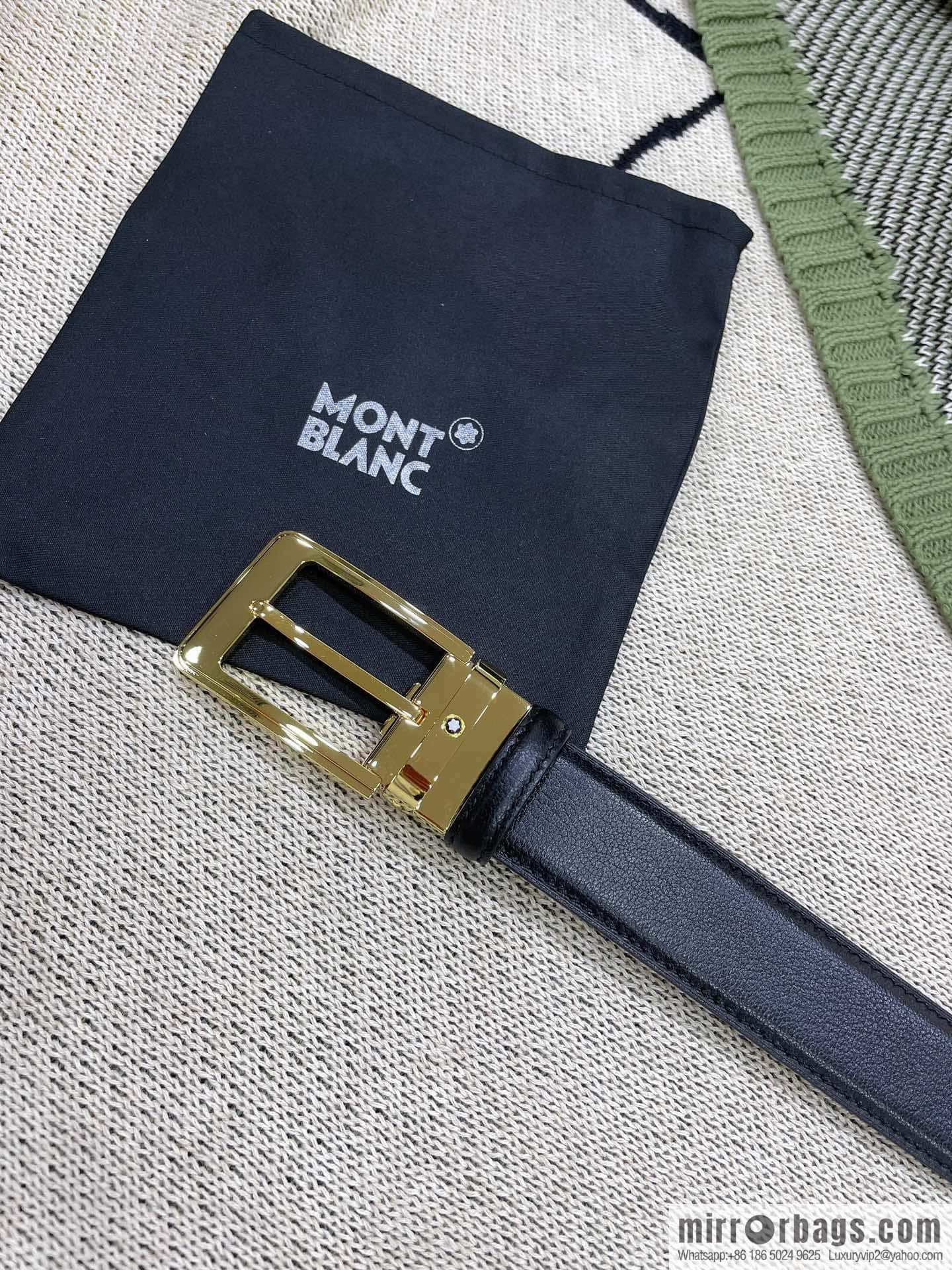 MONTBLANC's new black series pin buckle double-sided delicate first-layer cowhide belt