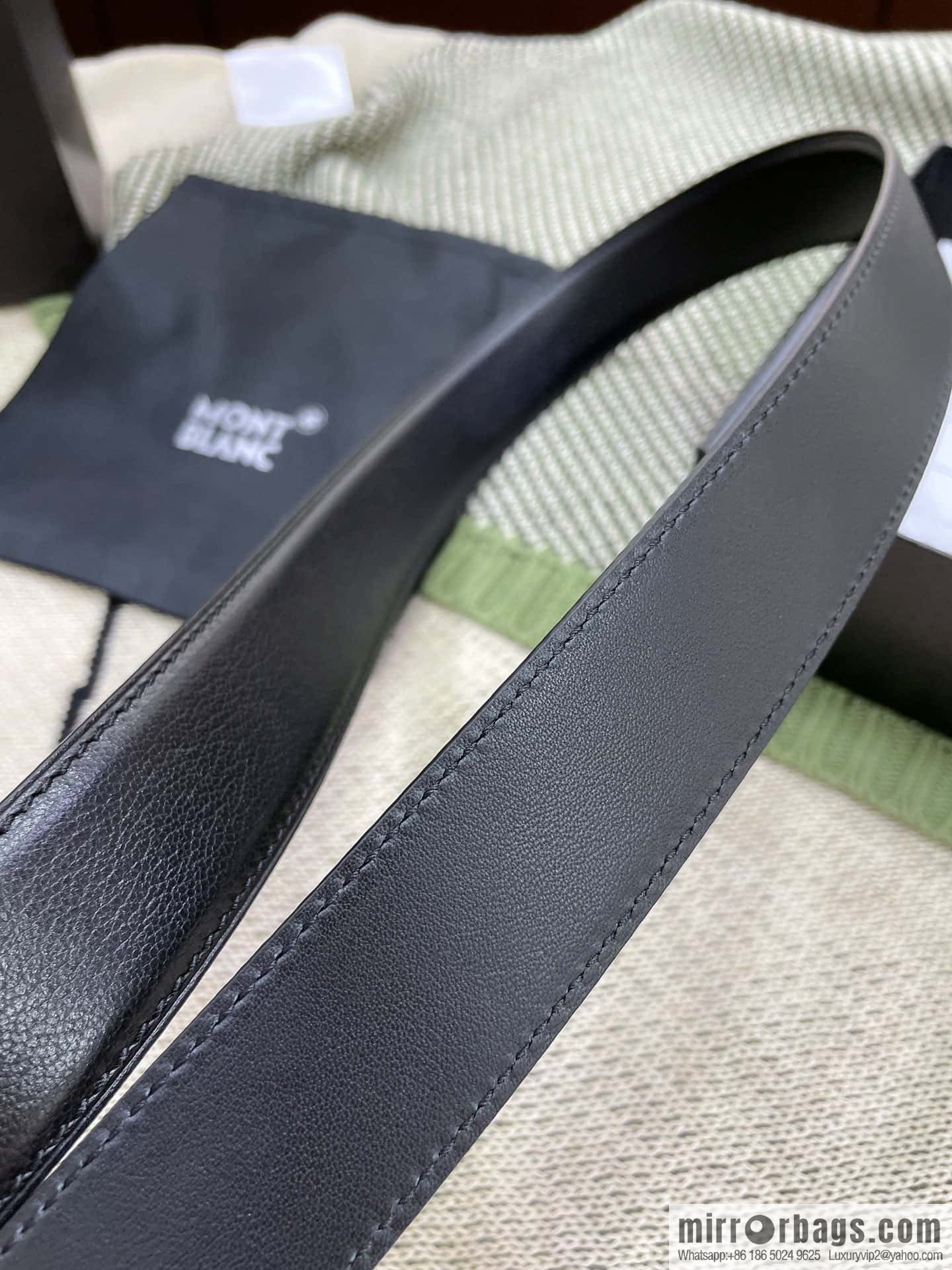 MONTBLANC's new black series pin buckle double-sided delicate first-layer cowhide belt