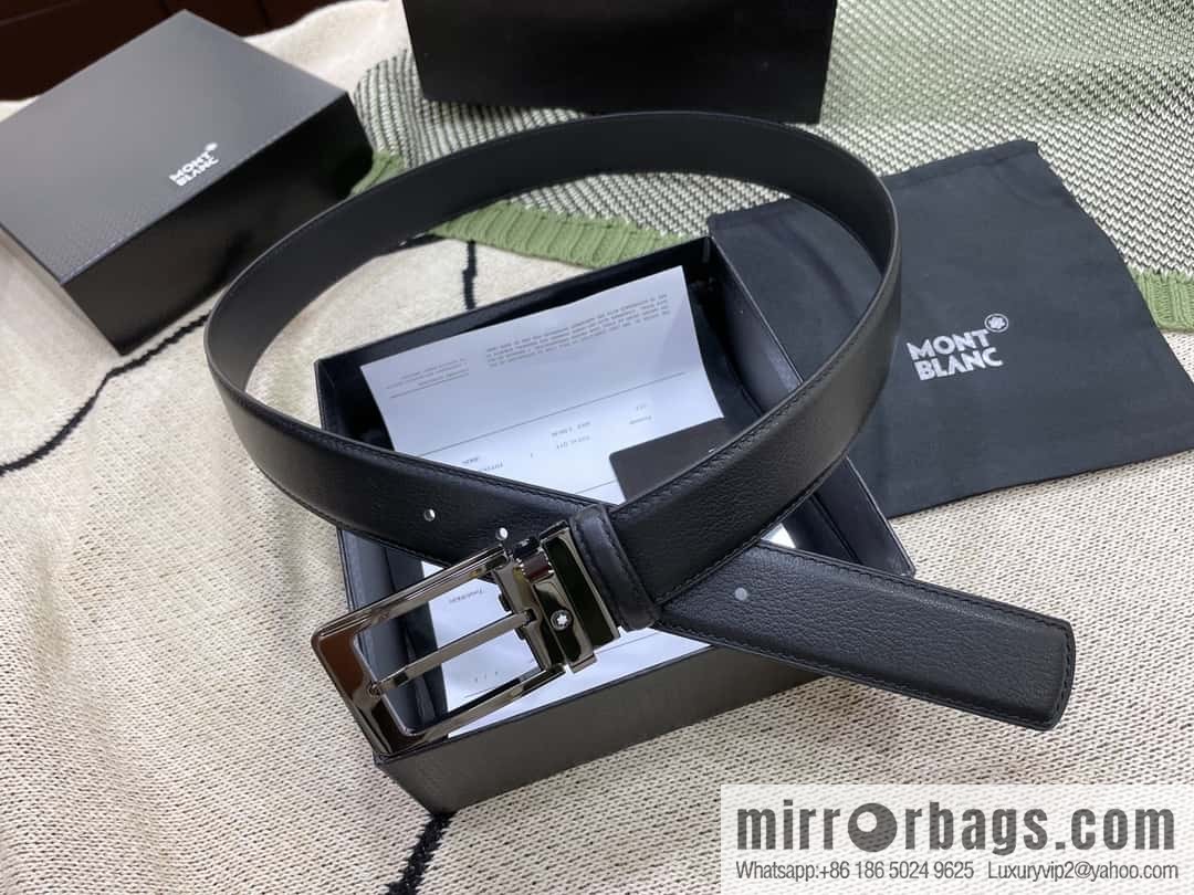 MONTBLANC's new black series pin buckle double-sided delicate first-layer cowhide belt