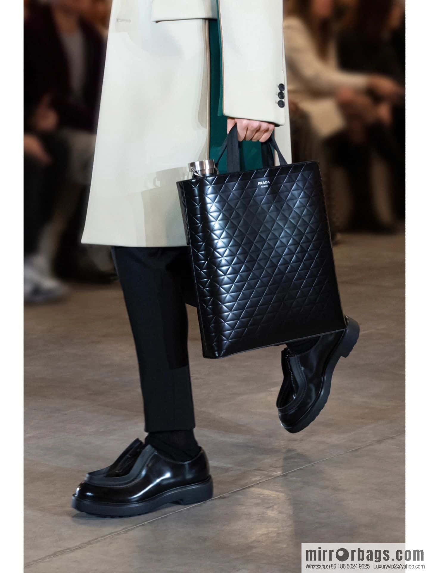 PRADA vertical embossed tote bag 2VG113