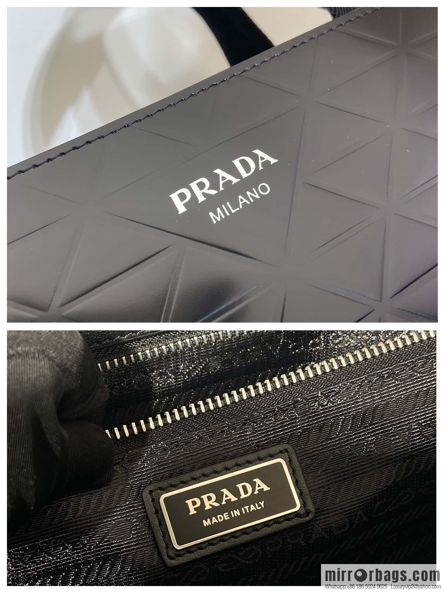 PRADA vertical embossed tote bag 2VG113