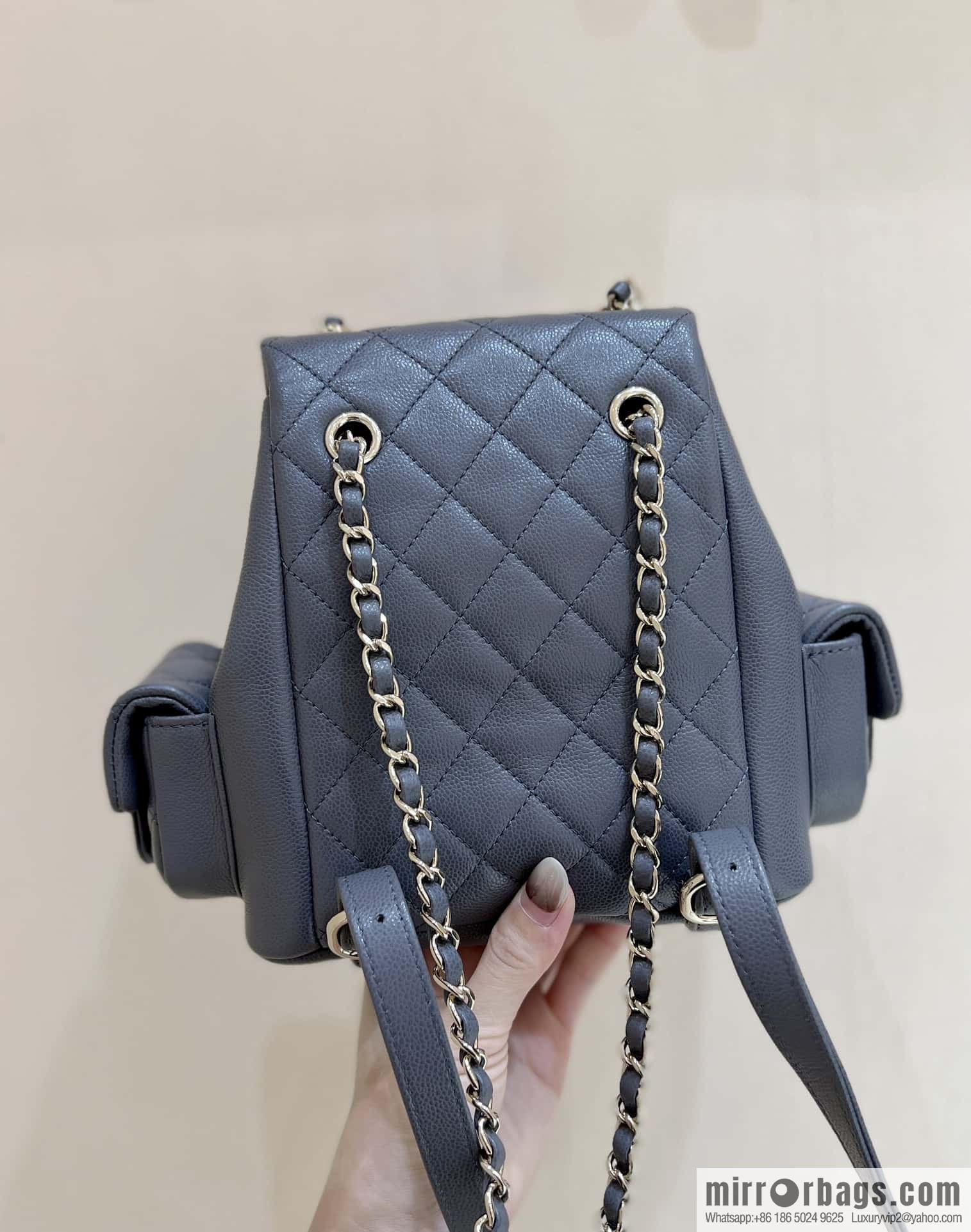 CHANEL 23K autumn and winter series duma tank double backpack AS4399 gray