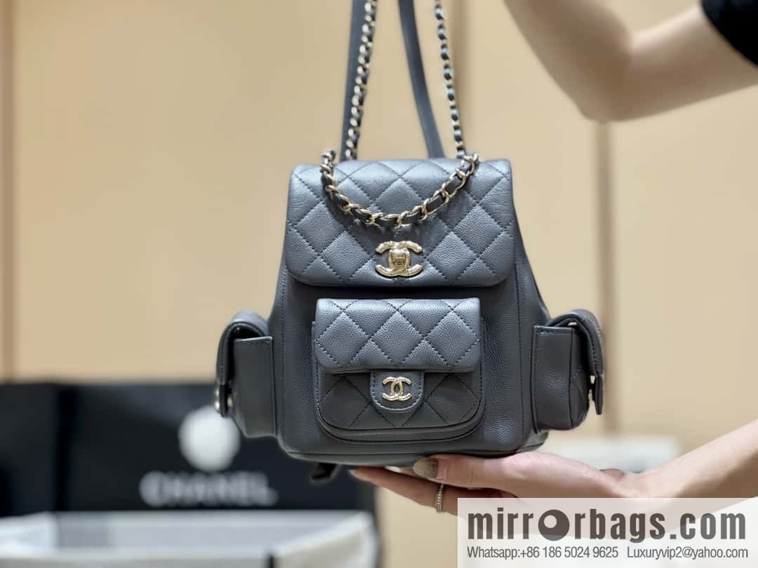 CHANEL 23K autumn and winter series duma tank double backpack AS4399 gray