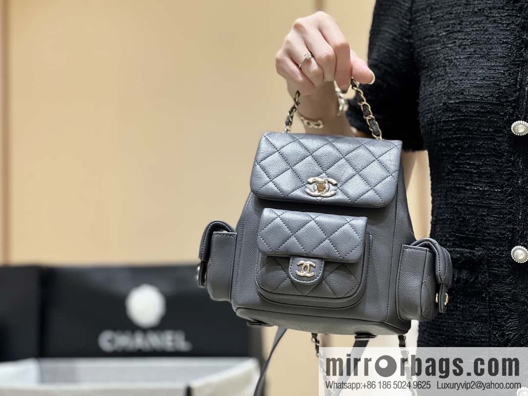 CHANEL 23K autumn and winter series duma tank double backpack AS4399 gray