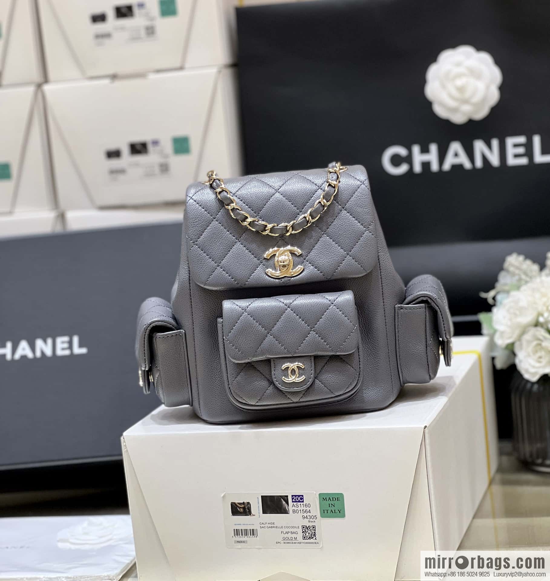 CHANEL 23K autumn and winter series duma tank double backpack AS4399 gray