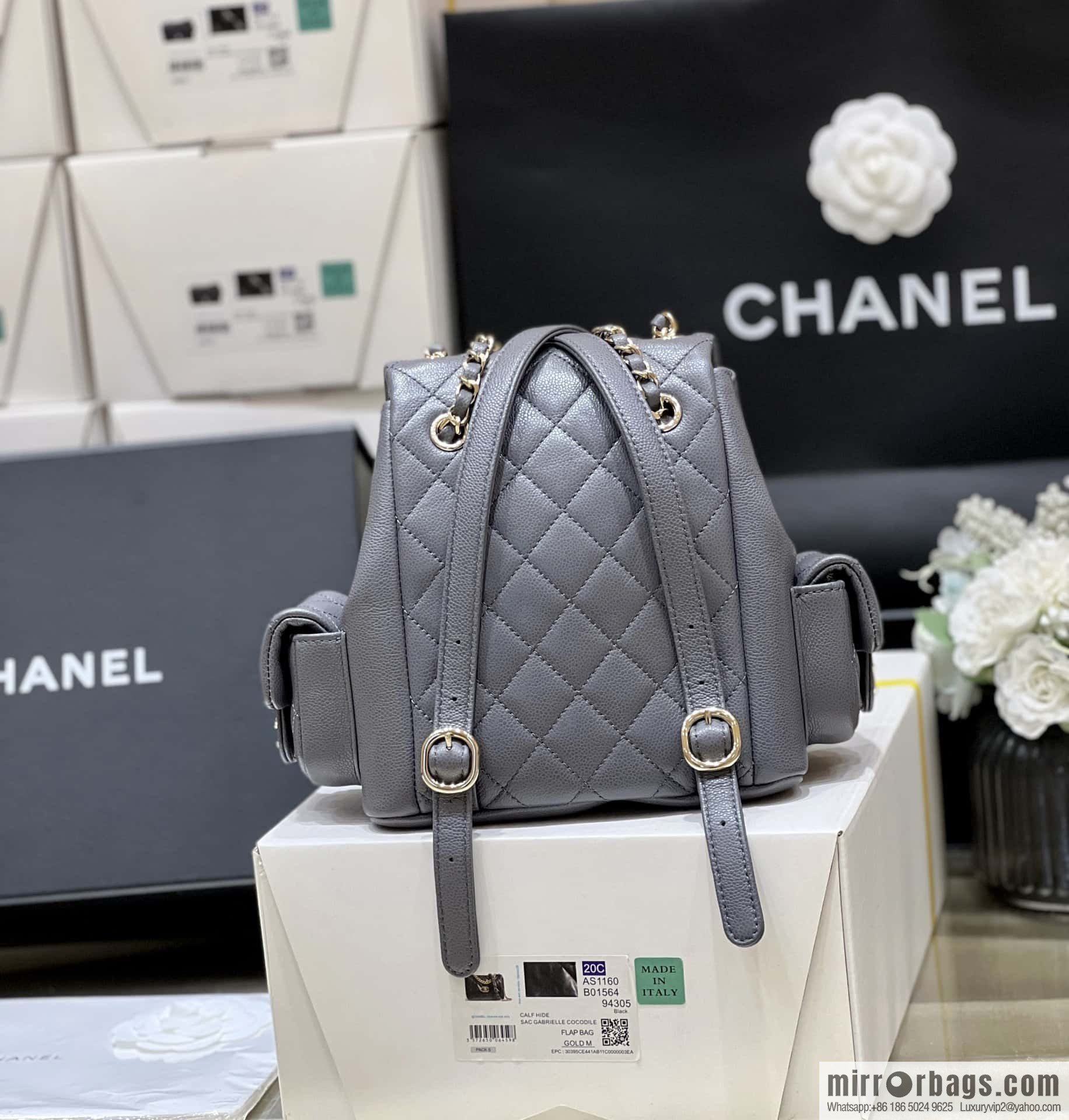 CHANEL 23K autumn and winter series duma tank double backpack AS4399 gray