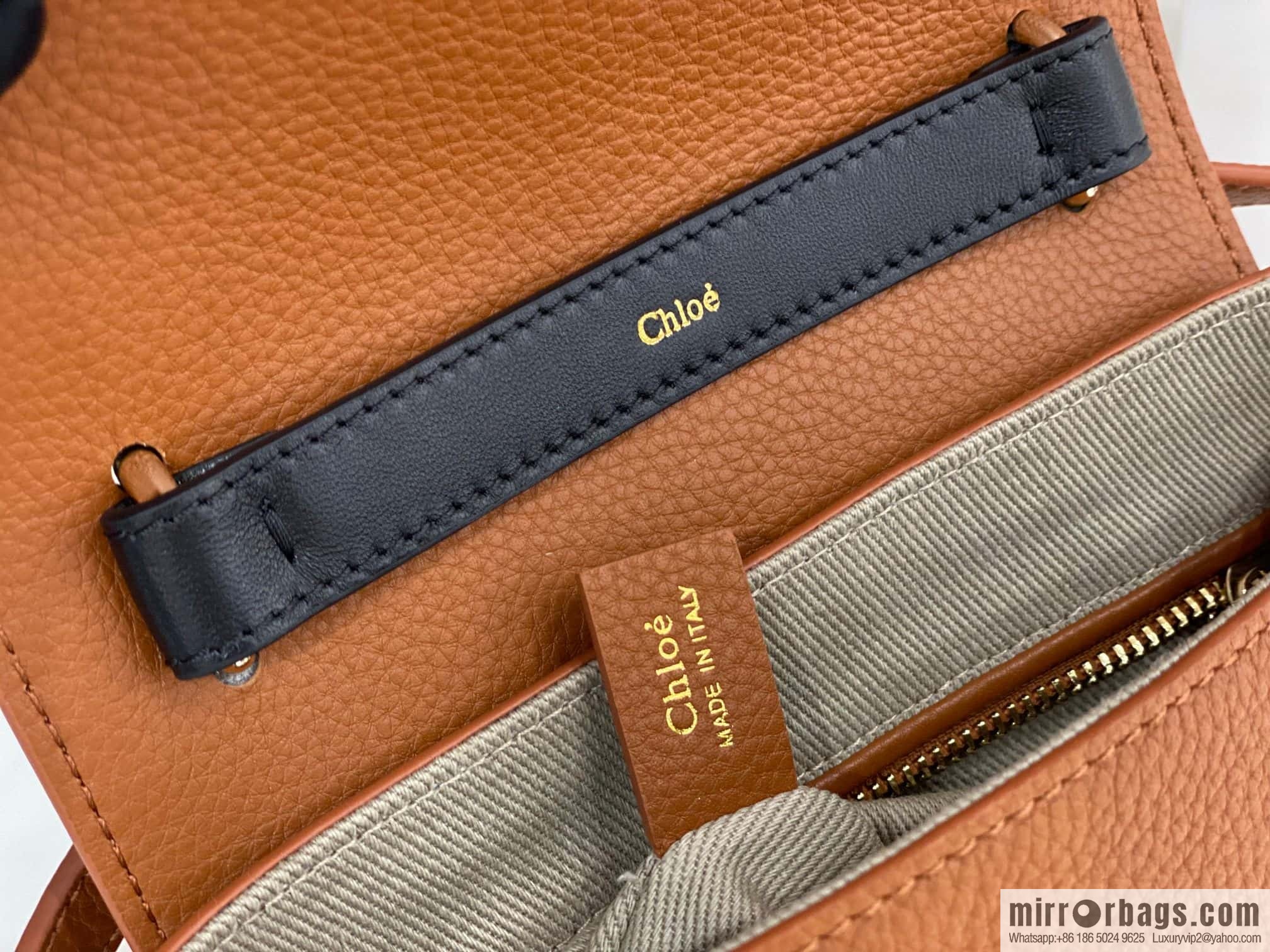 Chloe Penelope Gold Coin Bag, Medium Dropped Leather, Brown 25CM