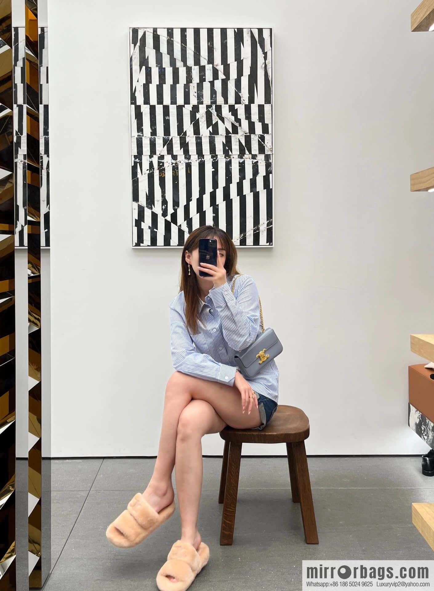 CELINE Autumn and winter Arc de Triomphe Mao Mao slippers