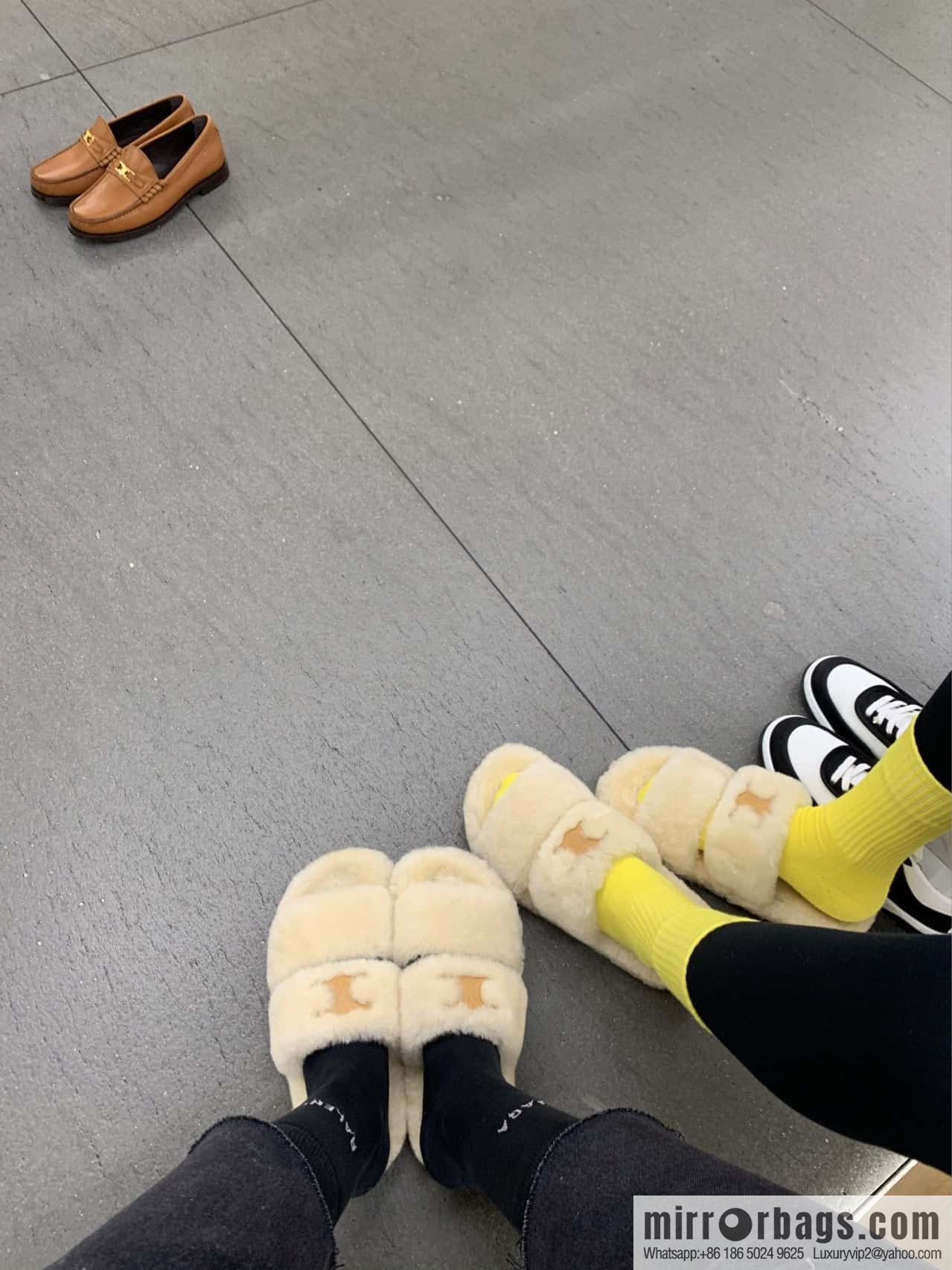 CELINE Autumn and winter Arc de Triomphe Mao Mao slippers