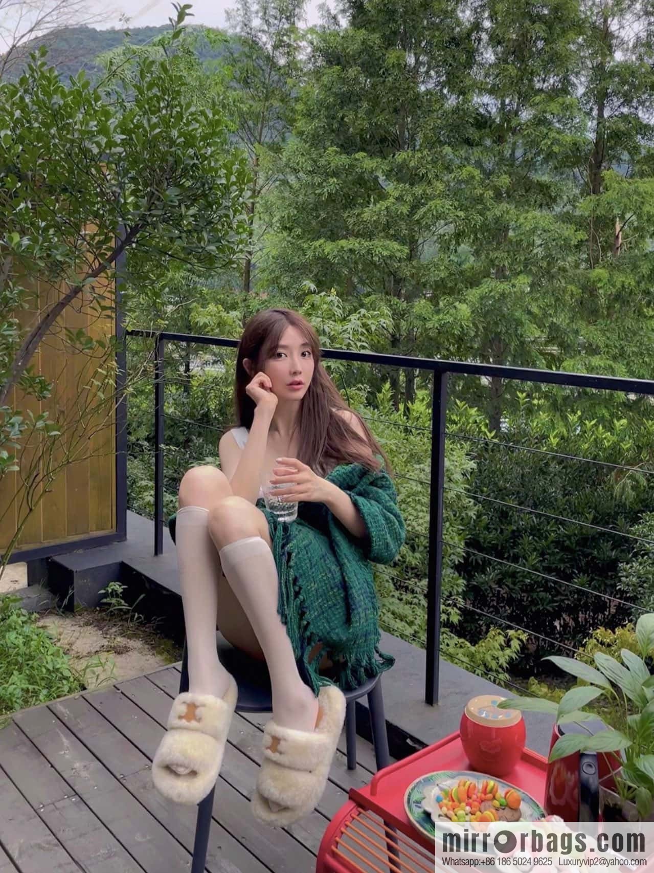 CELINE Autumn and winter Arc de Triomphe Mao Mao slippers