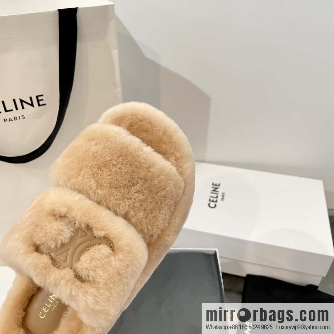 CELINE Autumn and winter Arc de Triomphe Mao Mao slippers